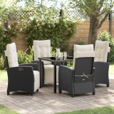 vidaXL Set de cinci piese pentru masă de grădină din rattan sintetic negru
