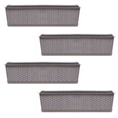 Set 4 jardiniere decorative, cafeniu, 68.5x17.3x15 cm, Ratolla Case P