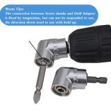 Adaptor unghiular pentru bormasina, Aliaj, 1/4", 105&deg;, 55 x 30 x 21 mm, Argintiu