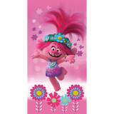 Prosop de plaja Trolls Fun, Roz, 70x140 cm, 100% Bumbac