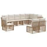 vidaXL Set de canapele de exterior cu pernă 7 pcs natural Poliester 3437492