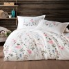 Lenjerie pat dublu,bumbac ranforce,4 piese,alba cu flori,PalitraV1-A408, Clasy