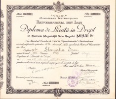 PM275N Diplomă licență Drept maior Ioan Stamatiu Pitești Regimentul Argeș nr 4