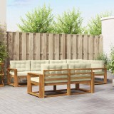 vidaXL Set de canapele de exterior cu pernă 7 pcs Natural și Crem 3367723
