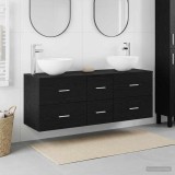 Cumpara ieftin Set dulap baie 3 buc. Stejar Negru 129 x 41 x 80 cm