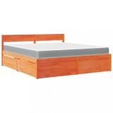Cumpara ieftin Pat cu sertare saltea, maro ceruit, 180x200 cm, lemn masiv pin
