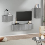 VidaXL Set dulapuri TV, 4 piese, gri sonoma, lemn prelucrat