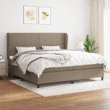 Cumpara ieftin Pat box spring cu saltea, gri taupe, 200x200 cm, textil
