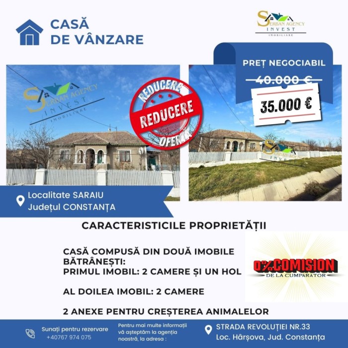 COMISION 0 DE LA CUMPARATOR! Proprietate bătr&acirc;nească &icirc;n Saraiu