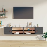 Gossi dulapuri de perete 2 buc., gri, 80x30x30 cm, lemn masiv de pin