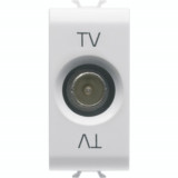 COAXIAL TV Priza, CLASS A SHIELDING - IEC MALE CONNECTOR 9,5mm - FEEDTHROUGH 10 dB - 1 MODULE - WHITE - CHORUS