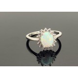 Inel Argint 925 Mystic Opal , Design Regal cu Halou de Cristale