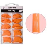 Cumpara ieftin Tipsuri colorate unghii, 100buc, nr.1 - 10 - portocaliu clasic, AMAZING SHINE