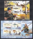 Sao Tome si Principe 2008 - Pescuit, Colita + Bloc, Cota 20 EURO, RARE, MNH