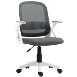 HOMCOM Scaun mesh respirabil, scaun rotativ ergonomic cu brațe rabatabile și suport lombar, gri | Aosom Romania