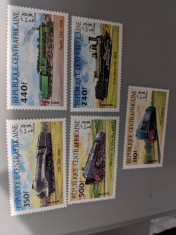 Rep Centrafricana - Timbre trenuri, locomotive, cai ferate, nestampilate, MNH foto