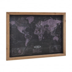 Design fotografie de perete pe foaie de PVC cu argint Modell 6 - Harta lumii , 50x70x2,5cm, cu rama lemn foto