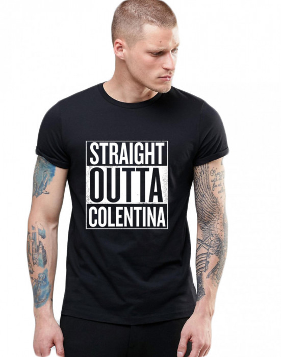 Tricou negru barbati - Straight Outta Colentina - S