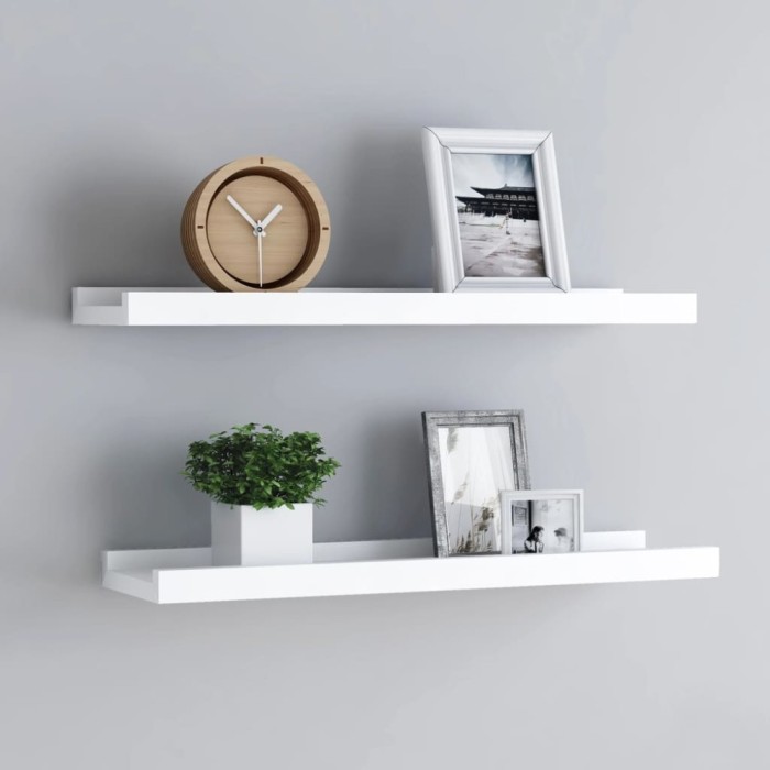 Gossi rafturi rame foto cu bordura, 2 buc., alb, 60 x 9 x 3 cm, mdf