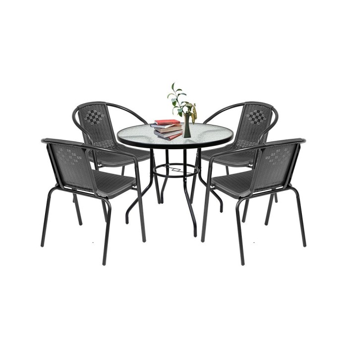 Set mobilier de grădină Lund 4+1 negru