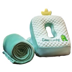 Set 2??n1 pA?turA? E?i pernA?, model dinozaur, cu spaE?iu de depozitare integrat, ideal pentru birou E?i cA?lA?torii, microfibrA? E?i spumA?, 1x1.7 m, foto