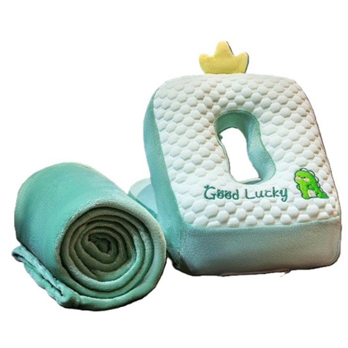 Set 2&Atilde;&reg;n1 p&Auml;tur&Auml; &Egrave;i pern&Auml;, model dinozaur, cu spa&Egrave;iu de depozitare integrat, ideal pentru birou &Egrave;i c&Auml;l&Auml;torii, microfibr&Auml; &Egrave;i spum&Auml;, 1x1.7 m,