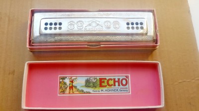 C657-I-Muzicuta mare dubla veche ECHO HOHNER GLOCKENREINE STIMMUNG Germany. foto