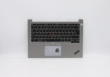 Carcasa superioara cu tastatura palmrest Laptop, Lenovo, Thinkpad E14 Type 20RA, 20RB, 5M10W64432, AP103000410, AP103000410SLH1, iluminata, argintie,