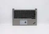 Carcasa superioara cu tastatura palmrest Laptop, Lenovo, Thinkpad E14 Type 20RA, 20RB, 5M10W64432, AP103000410, AP103000410SLH1, iluminata, argintie,