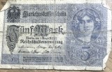 BNKSTR01DE Bancnotă Germania Imperială (WWI) - 5 Mark 1917, Darlehnskassenschein, istorie veche