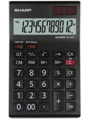 Calculator De Birou, 12 Digits, 152 X 96 X 12 Mm, Dual Power, Sharp El-124twh - Negru/alb foto