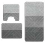 Cumpara ieftin Set covorase baie 3 piese Model Geometric, Gri 60x100cm