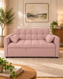 Canapea extensibila 2 locuri 140x77x90 cm Tapitata Stofa Roz Model One (cod AF25085)