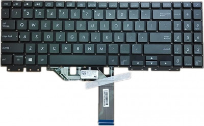 Tastatura Laptop, Asus, ZenBook Flip 15 UX562, UX562F, UX562FA, UX562FAC, UX562FD, UX562FDX, UX562UG, UX562IA, UX562IQ, iluminata, gri, layout US foto