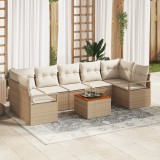 vidaXL Set de sofa pentru grădină. 8 pcs Bej, alb Mari