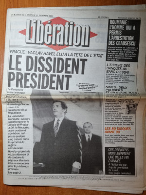 ziarul francez &amp;quot;liberation&amp;quot; 31 decembrie 1989-articol si foto revolutia romana foto