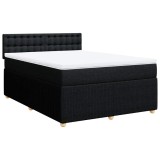 Cumpara ieftin Pat box spring cu saltea, negru, 140x200 cm, textil