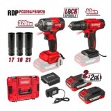 Set bormasina si cheie impact 1/2&quot;x 320Nm cu acumulatori 2x2Ah in trusa, Raider