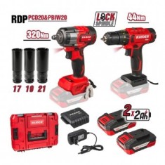 Set bormasina si cheie impact 1/2&quot;x 320Nm cu acumulatori 2x2Ah in trusa