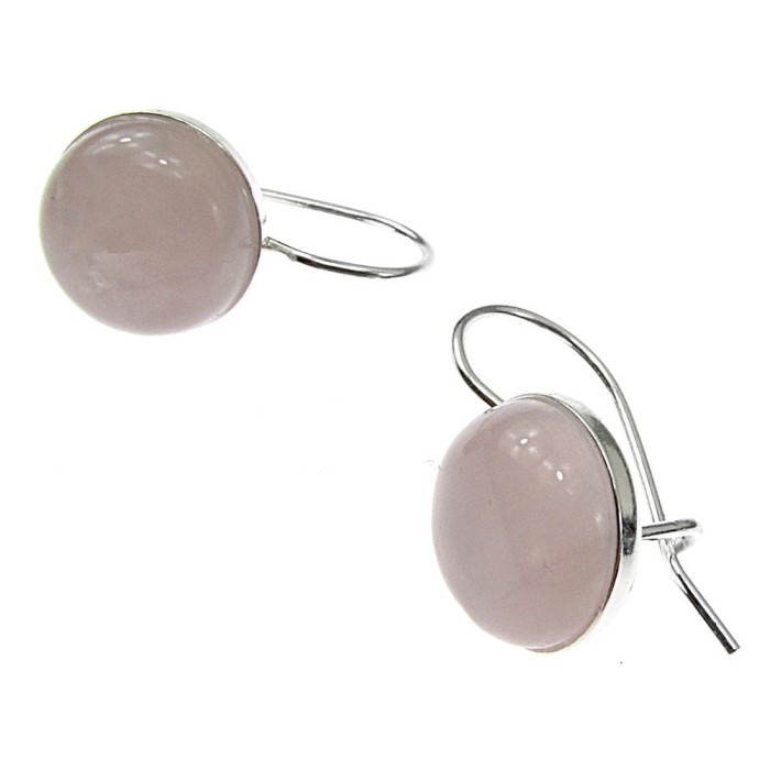 Cercei argint clasici cu cuart roz natural 10 MM