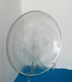 Platou foarte mare, cristal masiv suflat manual liber &icirc;n mulaj, 1975 - Tallkrona - design Bengt Edenfalk, Royal Krona, Suedia