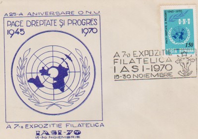 FDC A 7 A EXPOZITIE FILATELICA IASI 70 /TIMBRU O.N.U foto