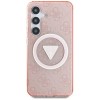 Husa pentru Samsung Galaxy S25 Ultra - Guess IML Metal Glitter 4G Circle Triangle MagSafe (GUHMS25LHG4PRTGP) - Pink