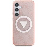 Husa pentru Samsung Galaxy S25 Ultra - Guess IML Metal Glitter 4G Circle Triangle MagSafe (GUHMS25LHG4PRTGP) - Pink