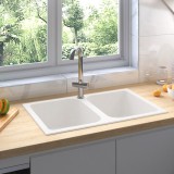 vidaXL Chiuvetă de bucătărie albă 760x480x184 mm granit