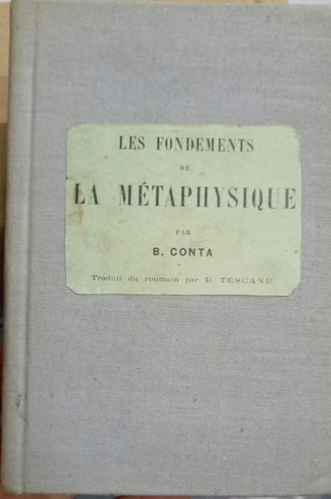 LES FONDEMENTS DE LA METAPHYSIQUE-B. CONTA