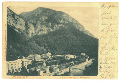 1361 - HERCULANE, Caras-Severin, Panorama, Litho - old postcard - used - 1902 foto