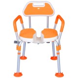 Scaun de baie/dus din aluminiu, Linomag&reg;, Reglabil pe inaltime, Ventuze de prindere, Spatar, Manere detasabile, Suport dus, Spalare multi-directionala