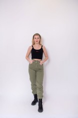 Pantaloni cargo kaki Pull&amp;amp;Bear foto