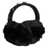 Aparatoare pentru urechi din blana artificiala neagra, cu pietre decorative, CMCLASS